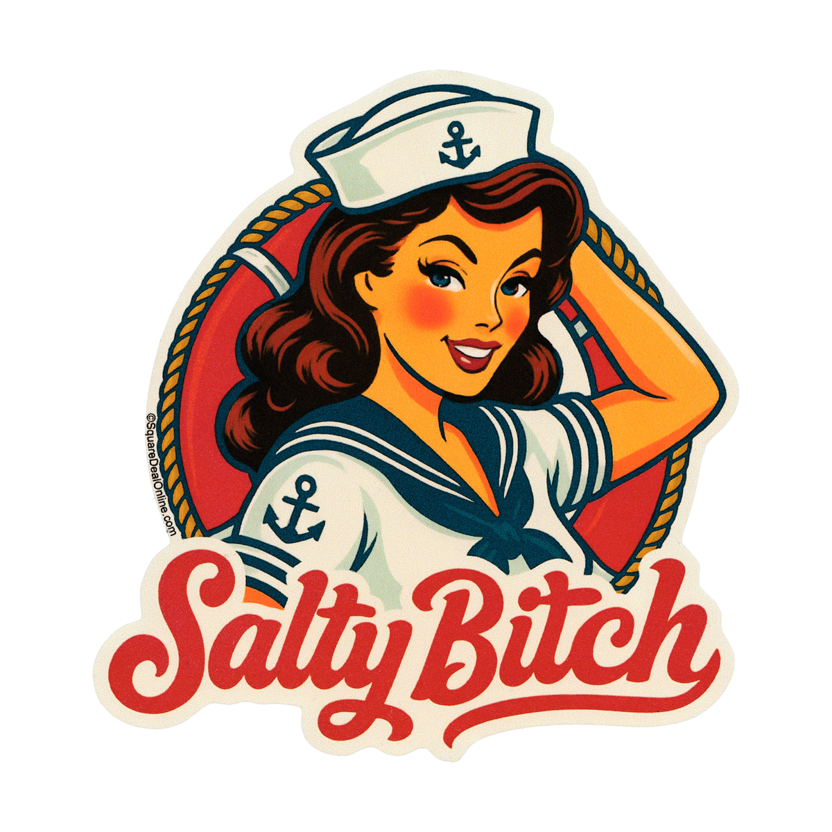 Sticker - Salty Bitch Retro Sailor Pinup Funny Attitude