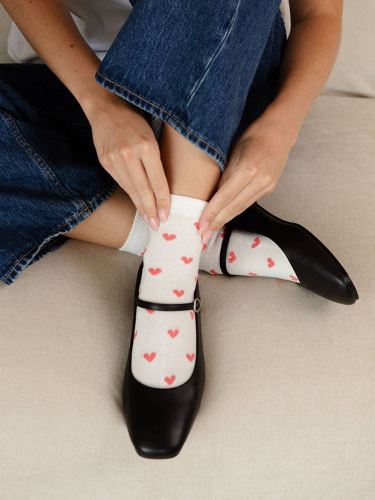 Seamless Bamboo Socks - Crew - Hearts (Limited Edition): L/XL