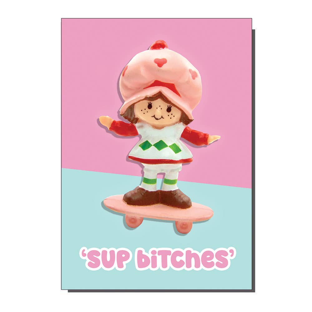 Strawberry Shortcake skateboard Inspired Greetings Card
