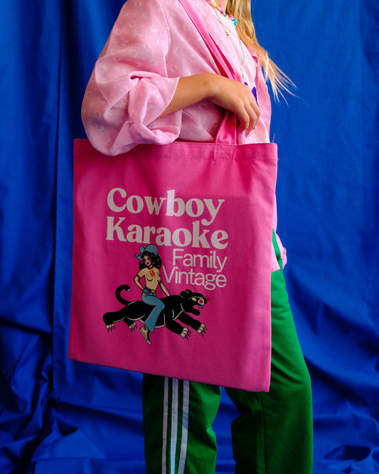 Cowboy karaoke Tote Bag PINK