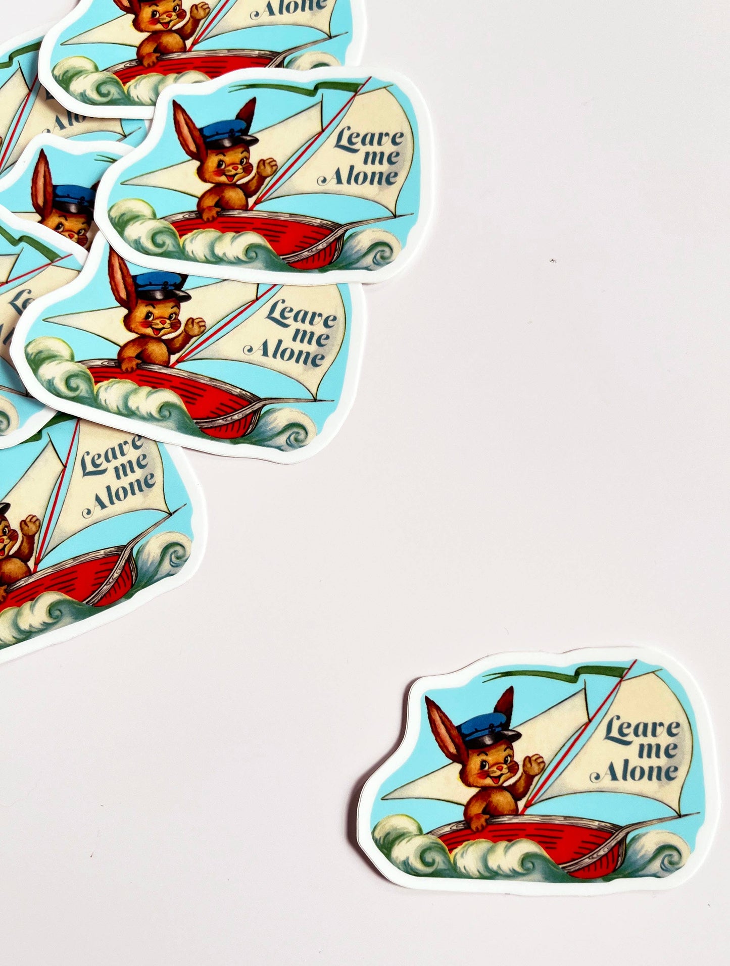 Leave Me Alone Sticker - Funny Rabbit in Boat Stickers