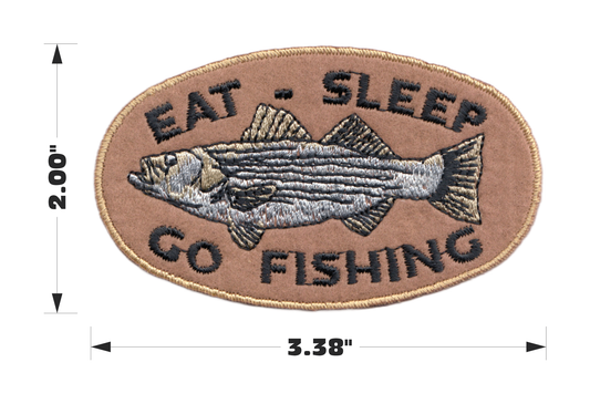 Patch - Eat Sleep Go Fishing - With Striped Bass Fish - 3.3"