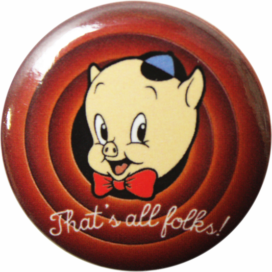 1.25" Button - Looney Tunes - Porky Pig - Kids Cartoon 1980s