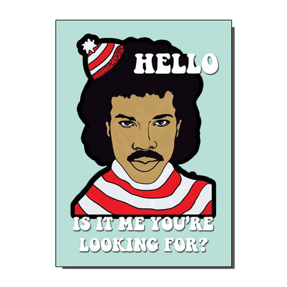Lionel Richie / Where's Wally Hello Greetings Card