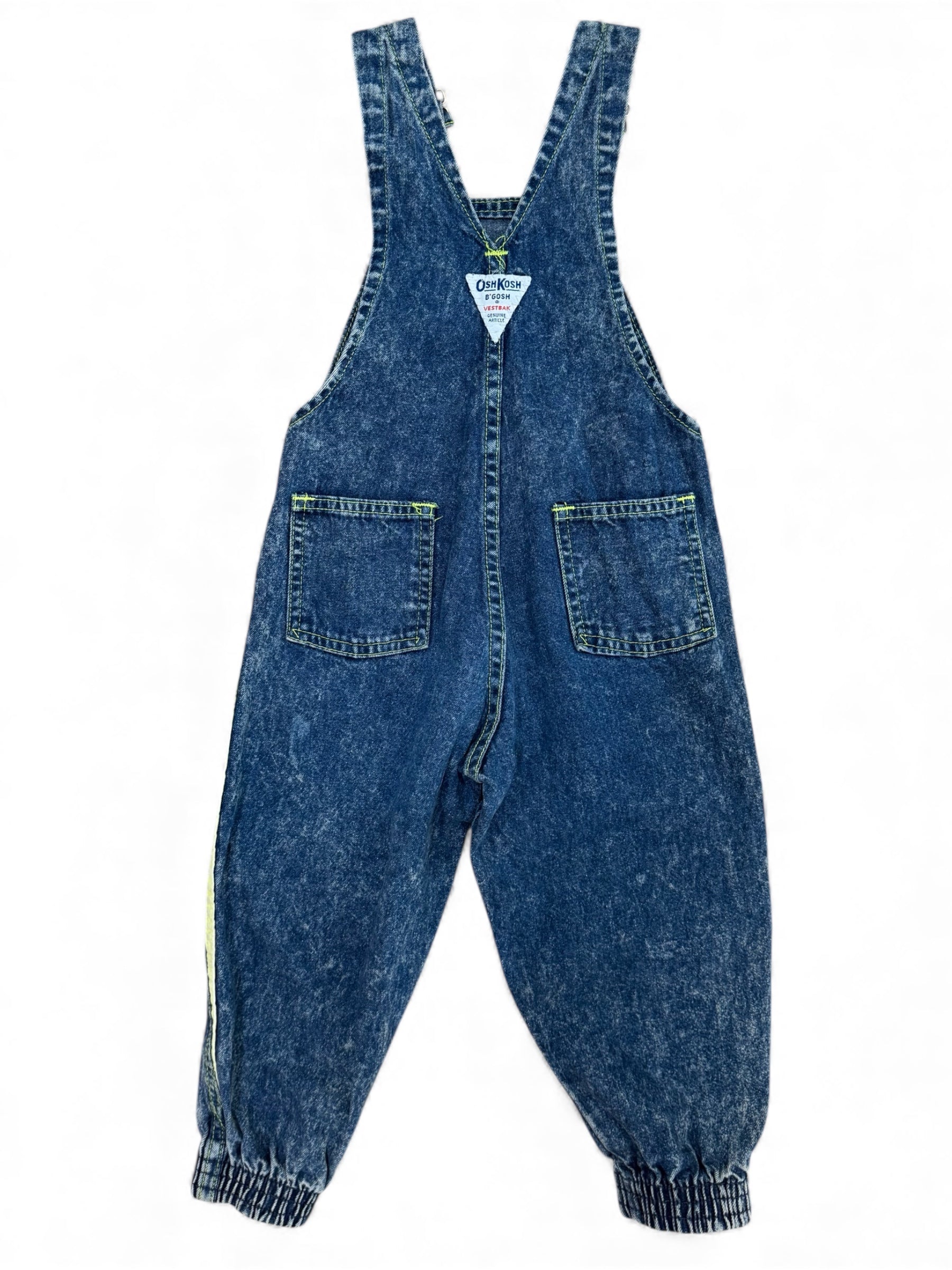 OshKosh Denim Overalls with Neon Yellow Trim
