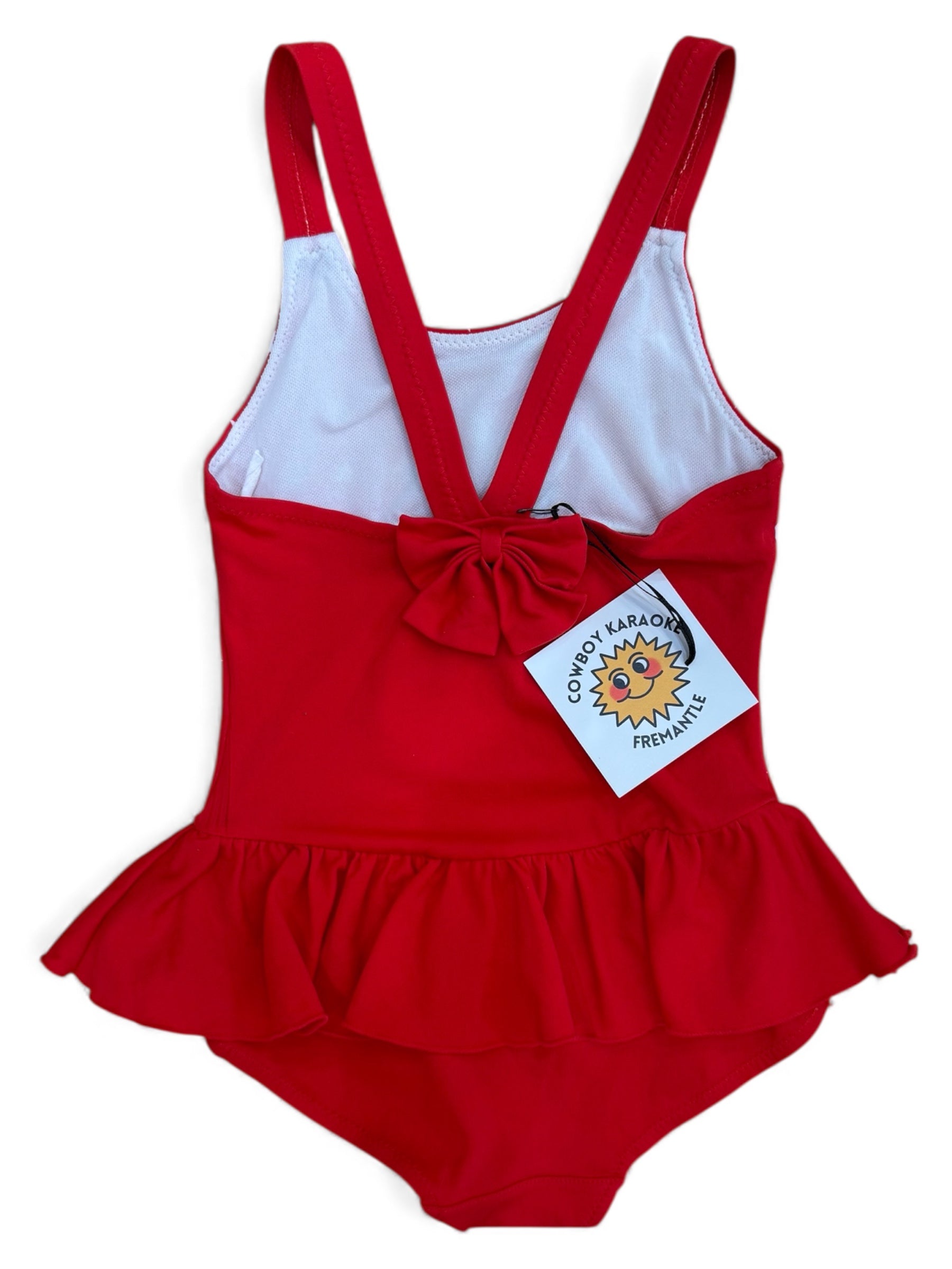 Red Ruffle Skirt Swimsuit – Snoopy & Woodstock Size 4-5