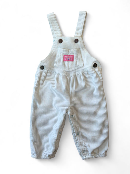 90s Vintage Oshkosh White Corduroy Overalls Size 9-12 months