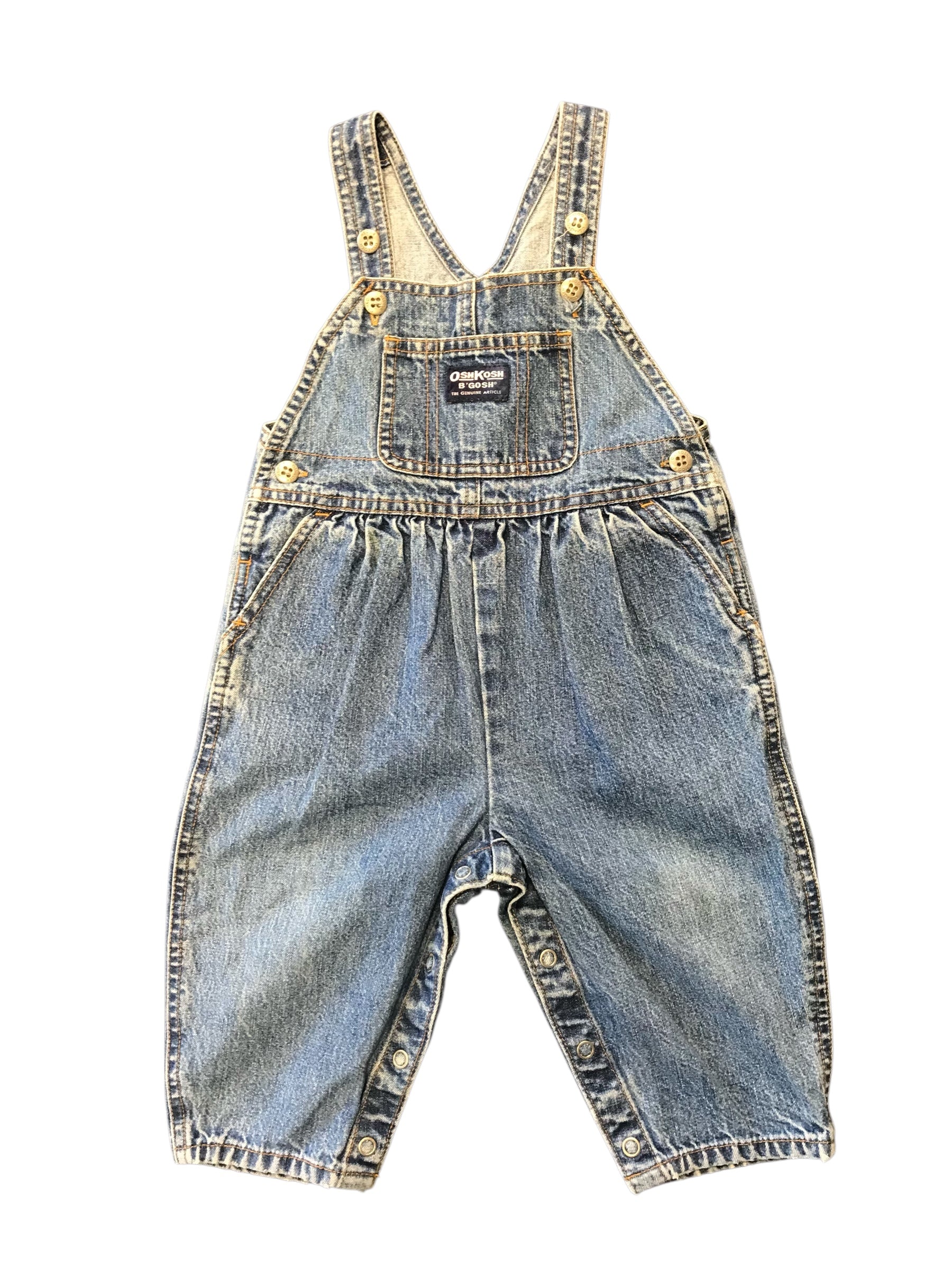 Vintage OshKosh Denim Overalls – Blue Stone Wash (12-18months)