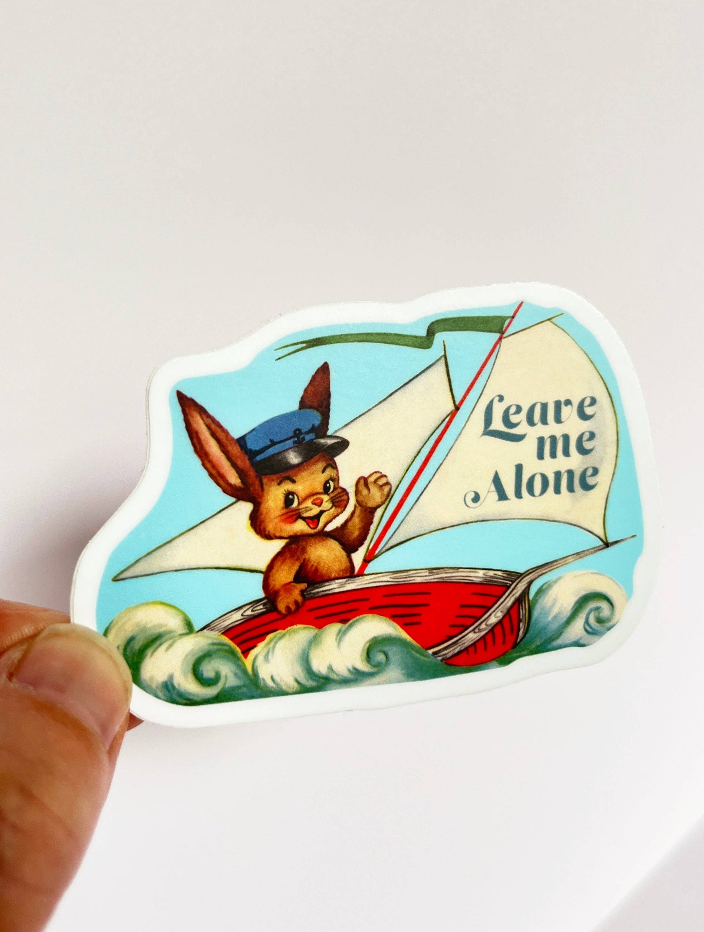 Leave Me Alone Sticker - Funny Rabbit in Boat Stickers