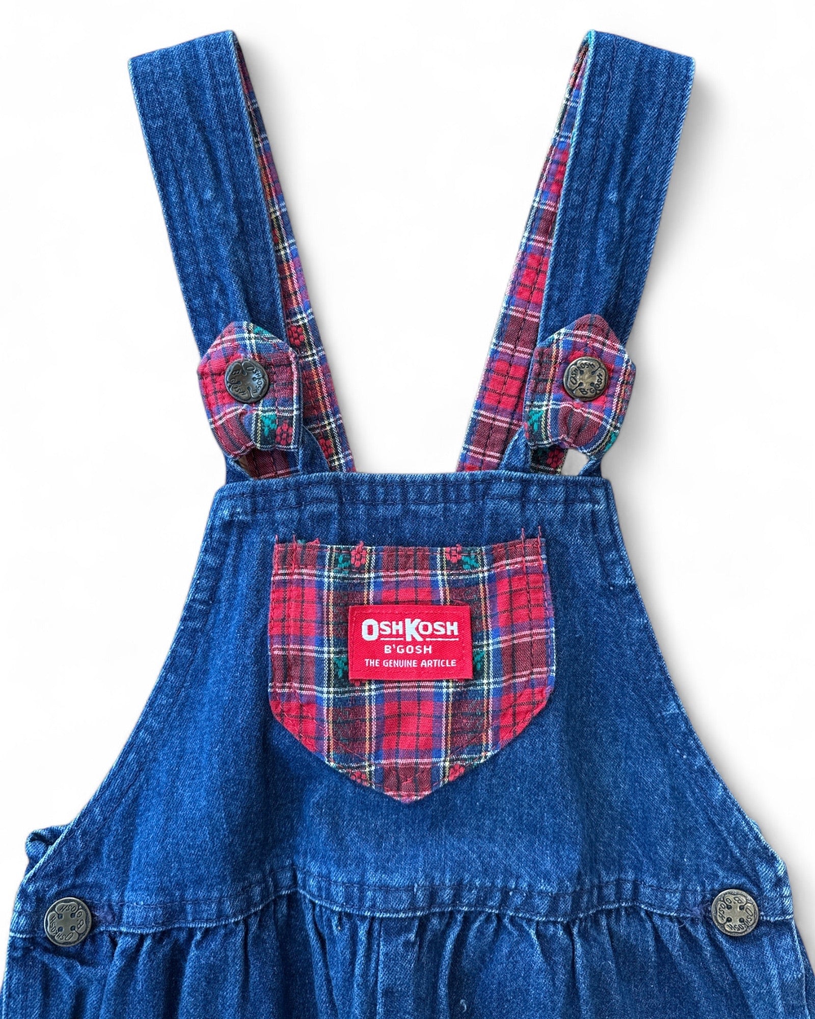 Vintage Oshkosh Overalls Denim/Red Plaid Size 6-7 years