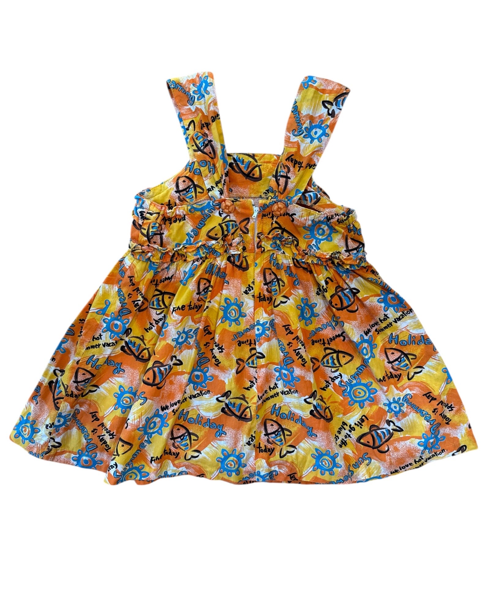 🌴 Japanese Holiday Fish Print Cotton Dress Size 2-3