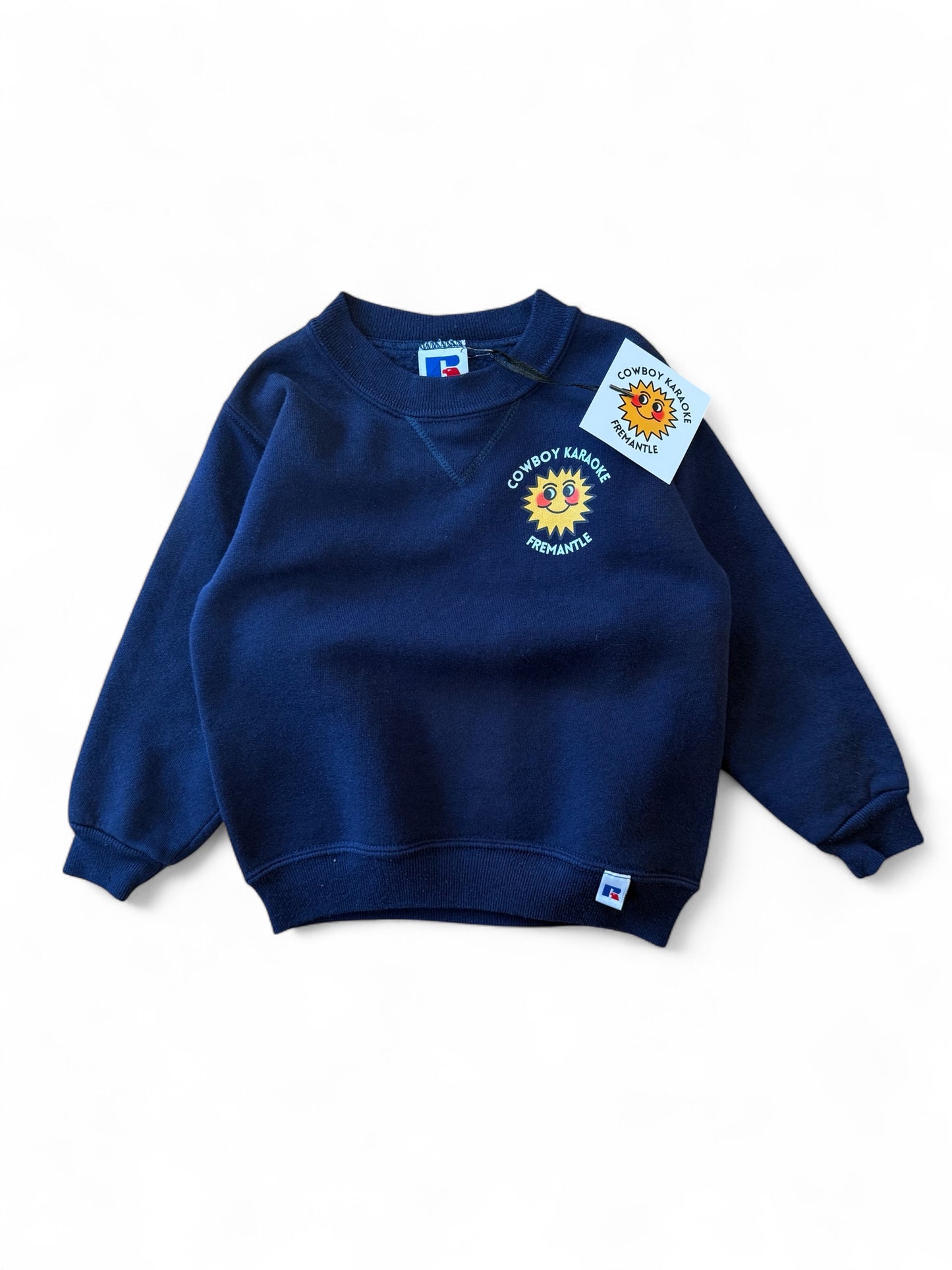 Kids Cowboy Karaoke Dark Blue Crew Neck 3-4