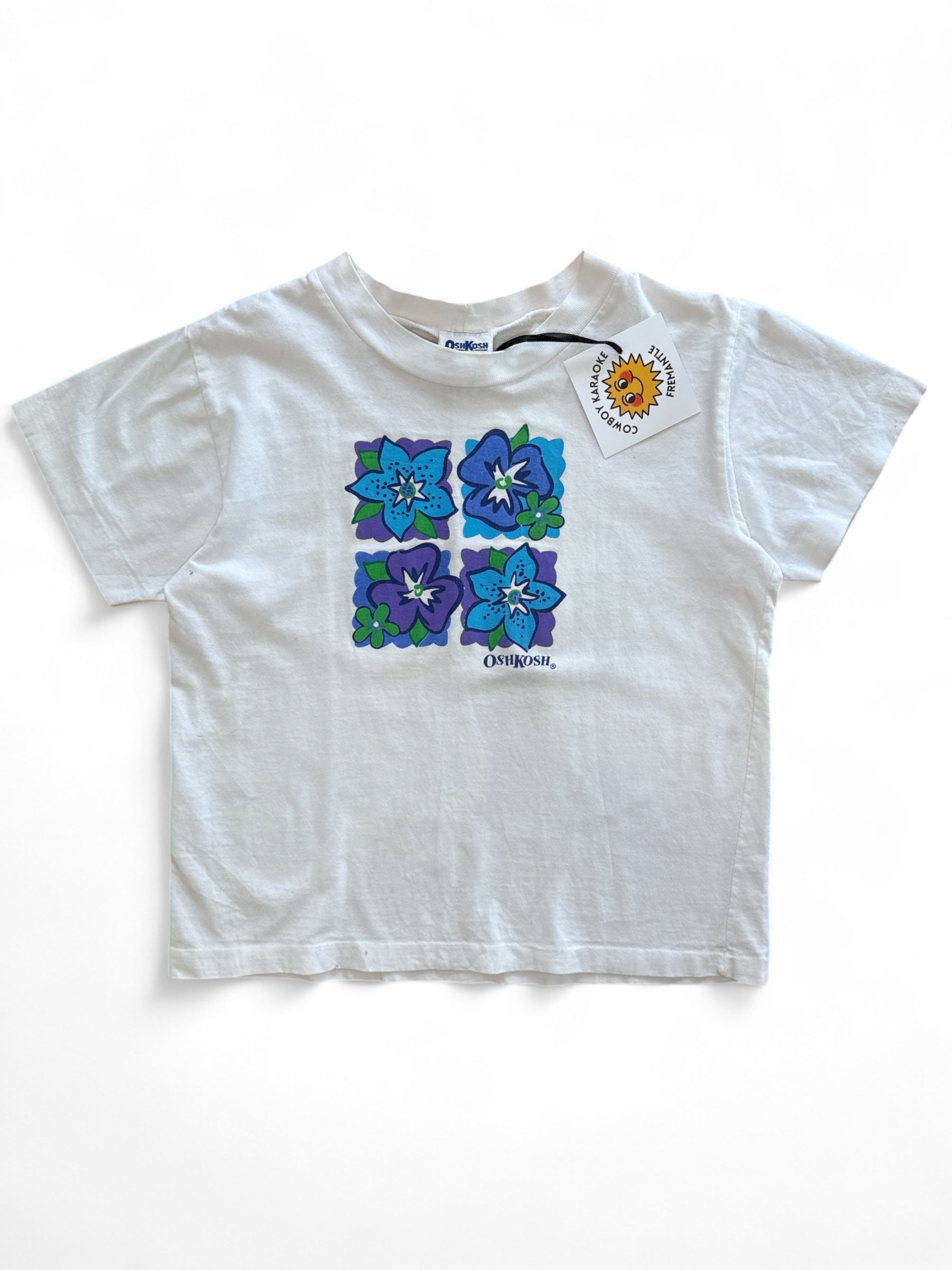 Vintage OshKosh Bgosh White Floral Logo Tee Size 6