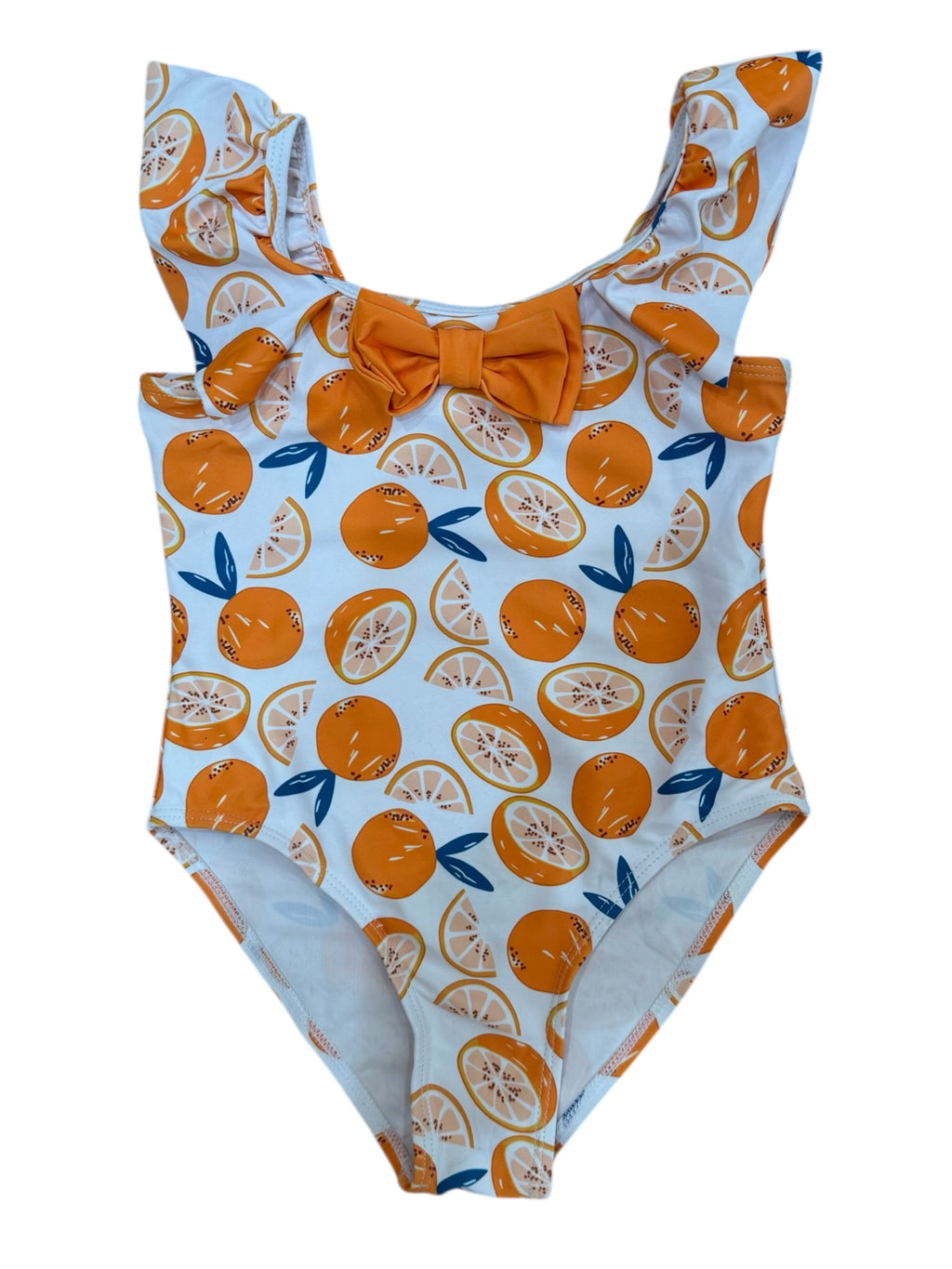 Japanese Orange Slice Ruffle Swimsuit – Kids Size 4-5