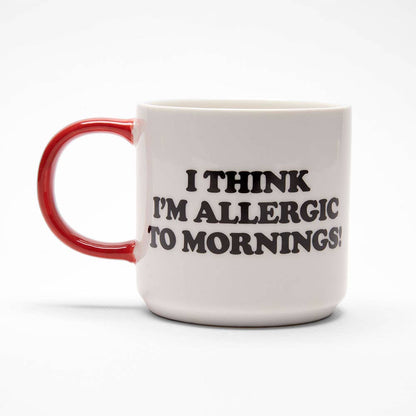 Peanuts Allergic To Mornings Mug