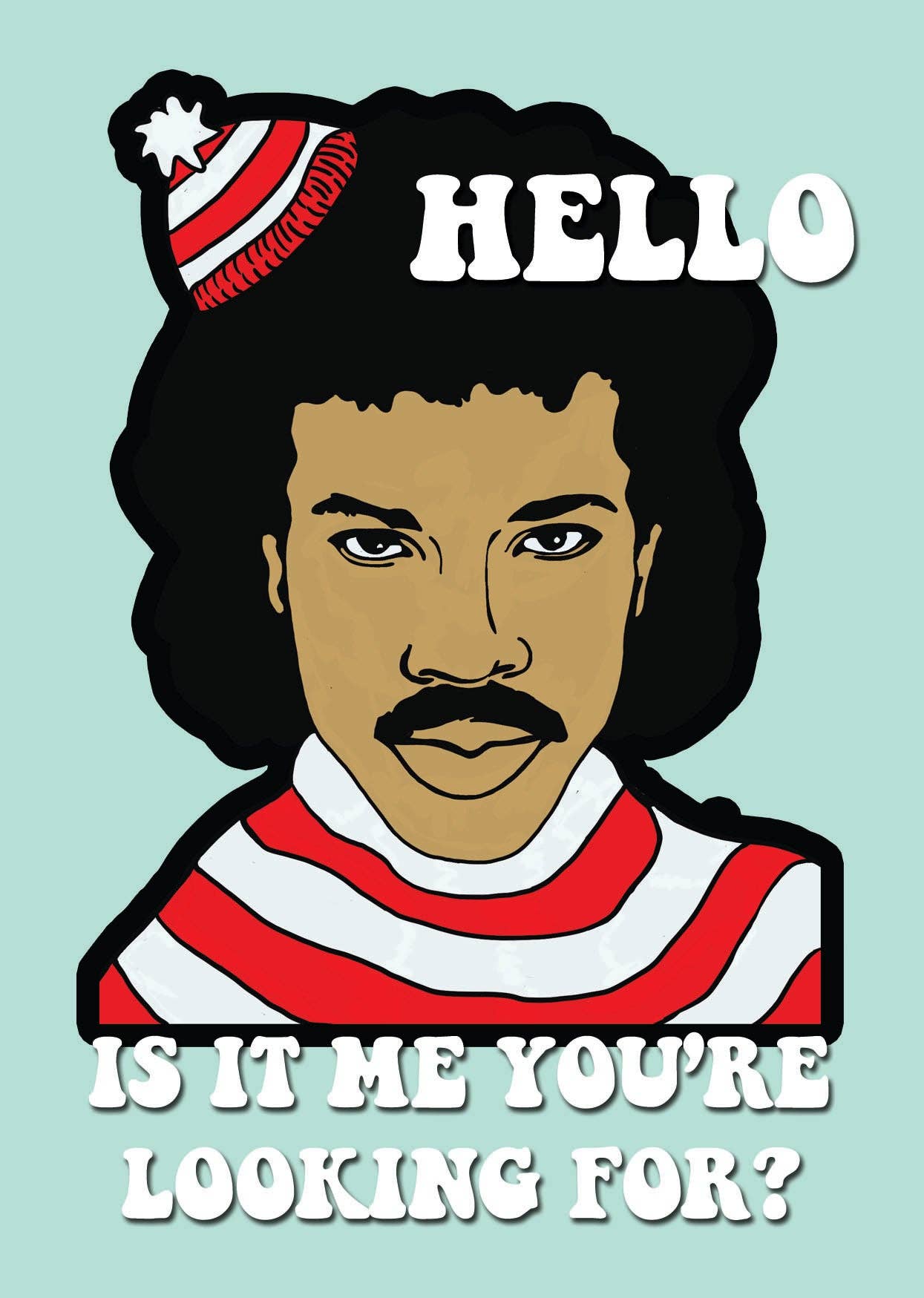 Lionel Richie / Where's Wally Hello Greetings Card