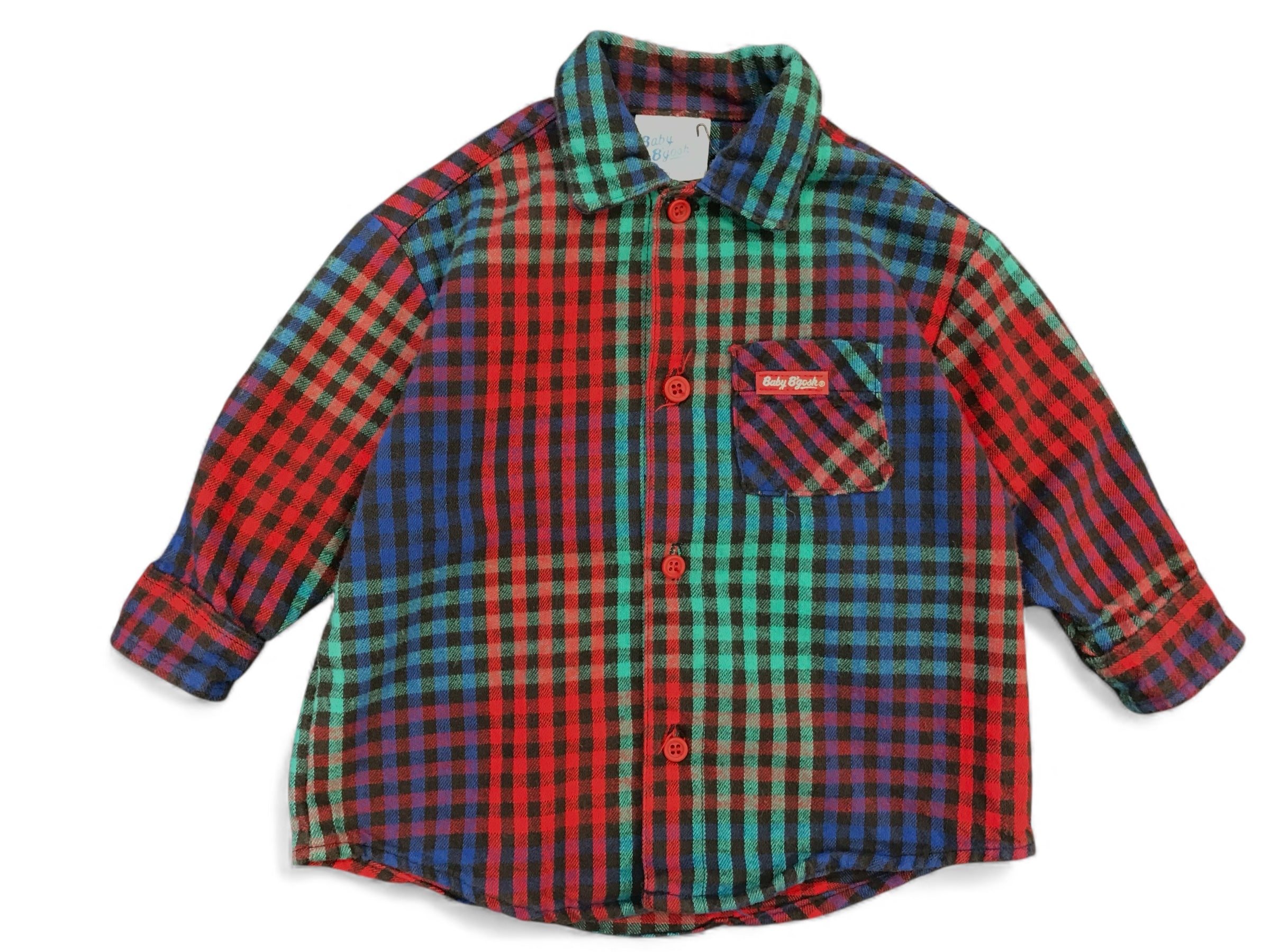 Vintage Baby OshGosh Bgosh Flannel Shirt – Rainbow Check (18 Months)