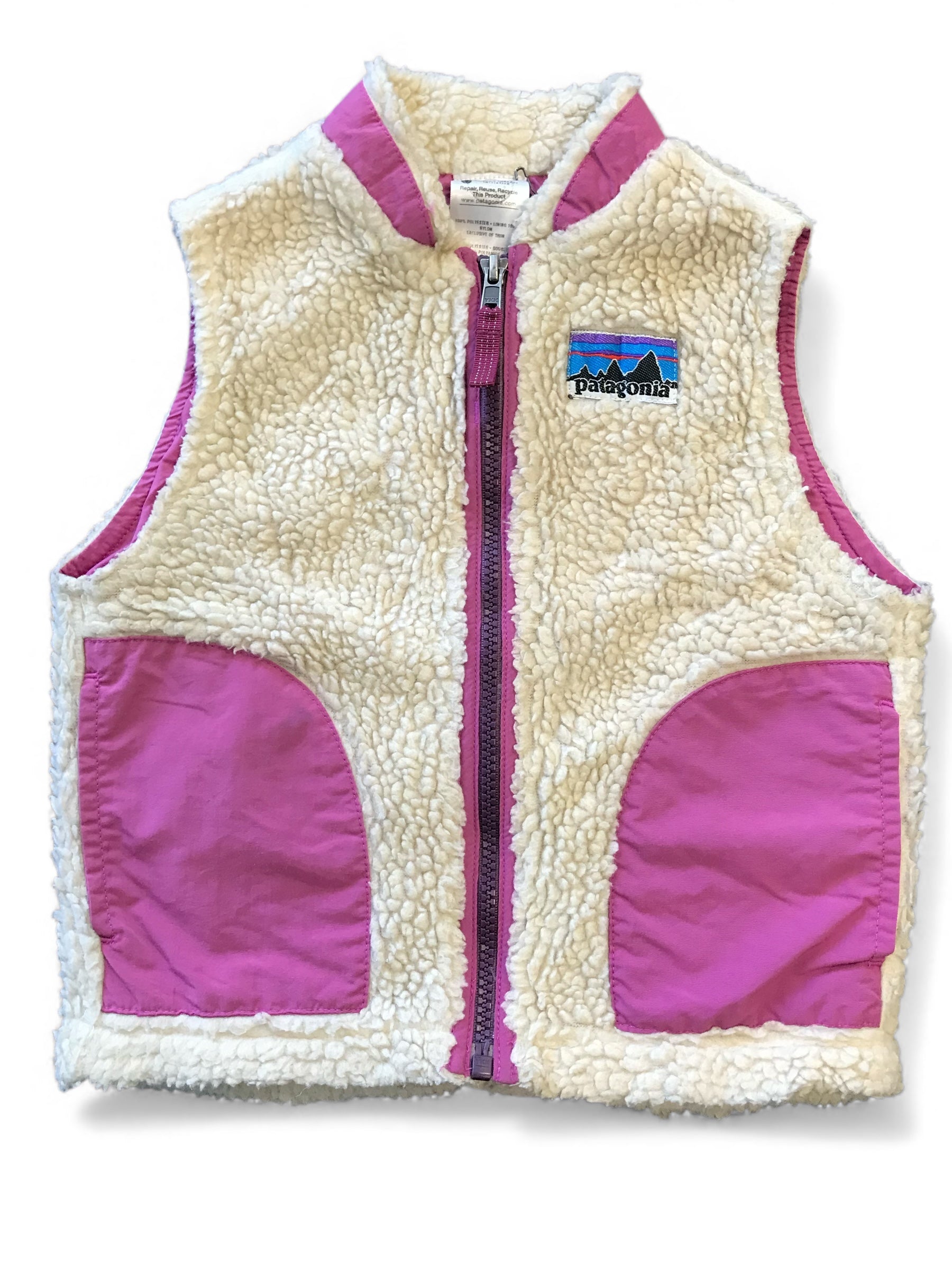 Patagonia Kids Retro-X Fleece Vest – Cream & Pink (Size 2T)