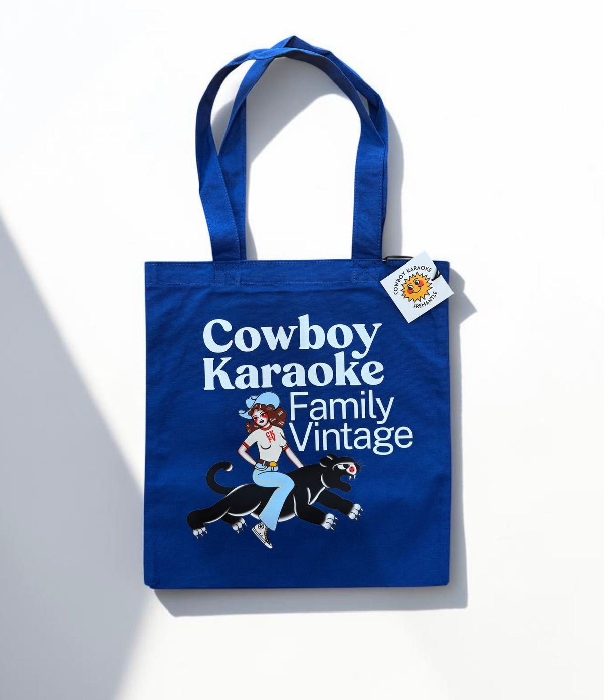 Cowboy Karaoke Family Vintage Tote - Marine