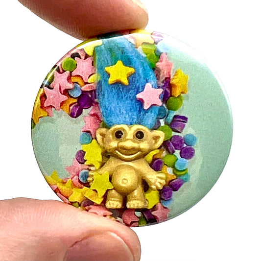 Cute Magical Troll Button Pin Badge