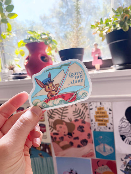 Leave Me Alone Sticker - Funny Rabbit in Boat Stickers