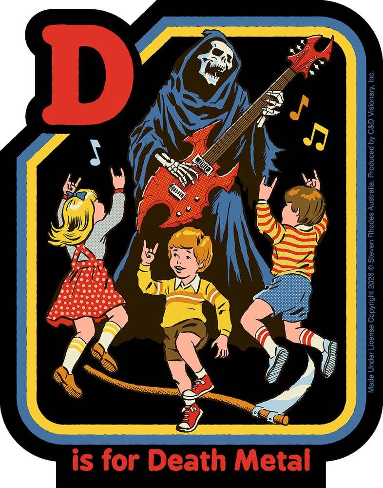 Sticker - Steven Rhodes D is for Death Metal - Funny Music 
