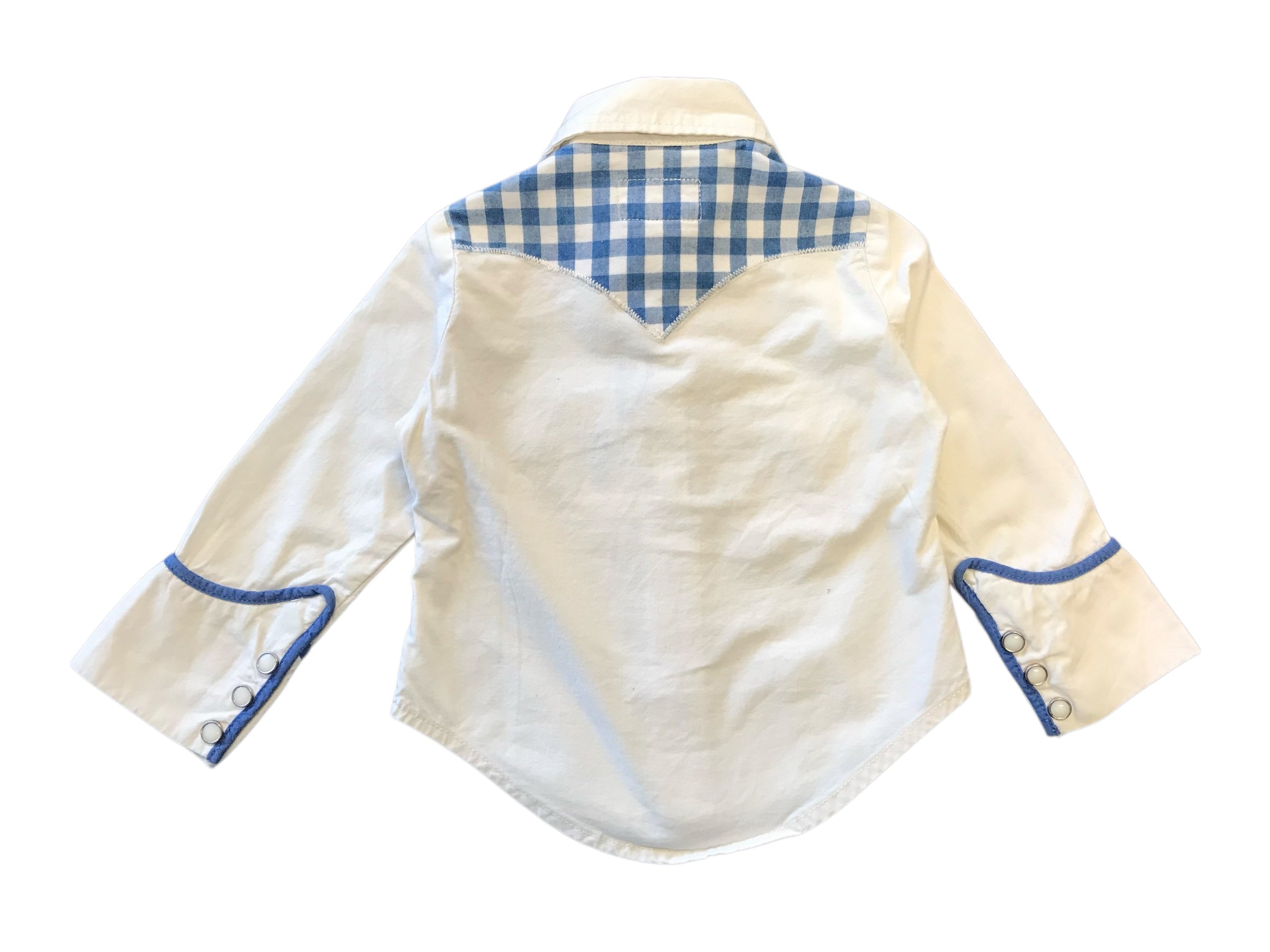 Vintage Western Snap Shirt – Blue Gingham (12 -24 Months)