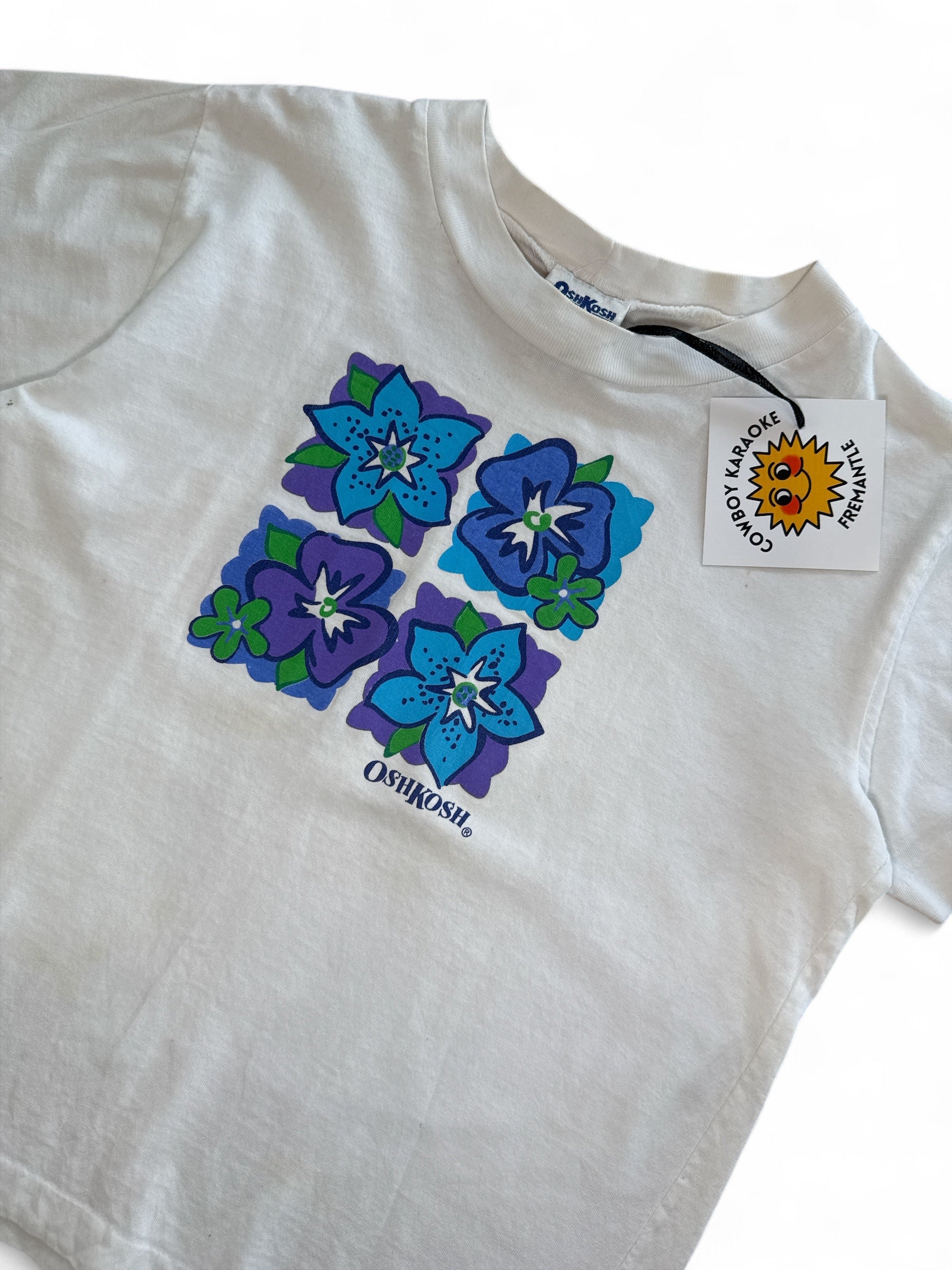 Vintage OshKosh Bgosh White Floral Logo Tee Size 6