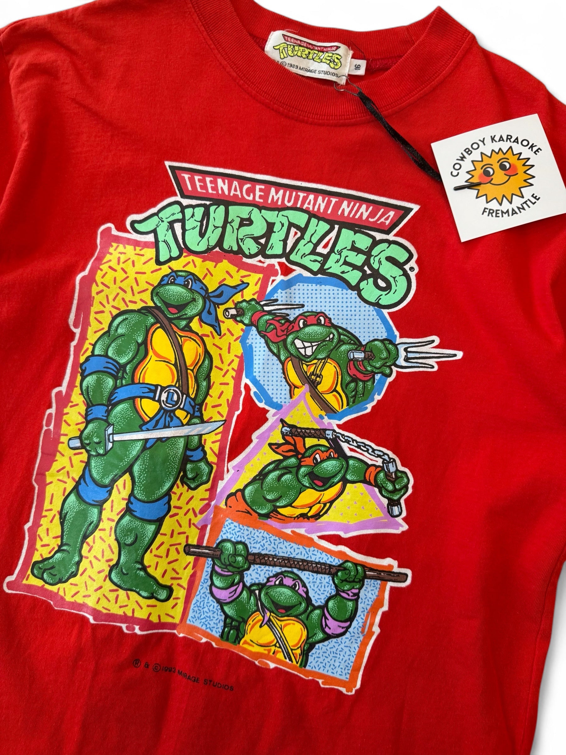 1993 Teenage Mutant Ninja Turtles Graphic Tee RED Size 16 or Small adult