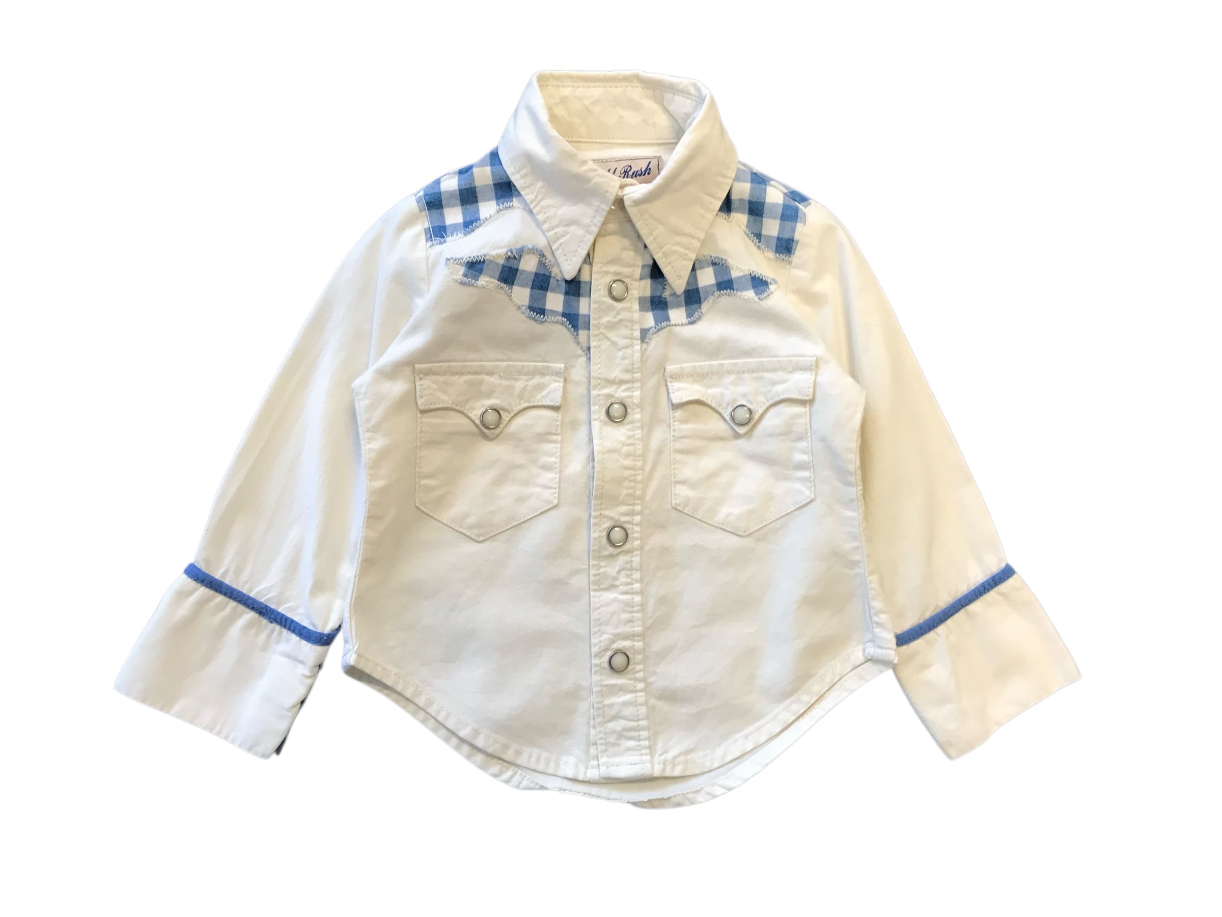 Vintage Western Snap Shirt – Blue Gingham (12 -24 Months)