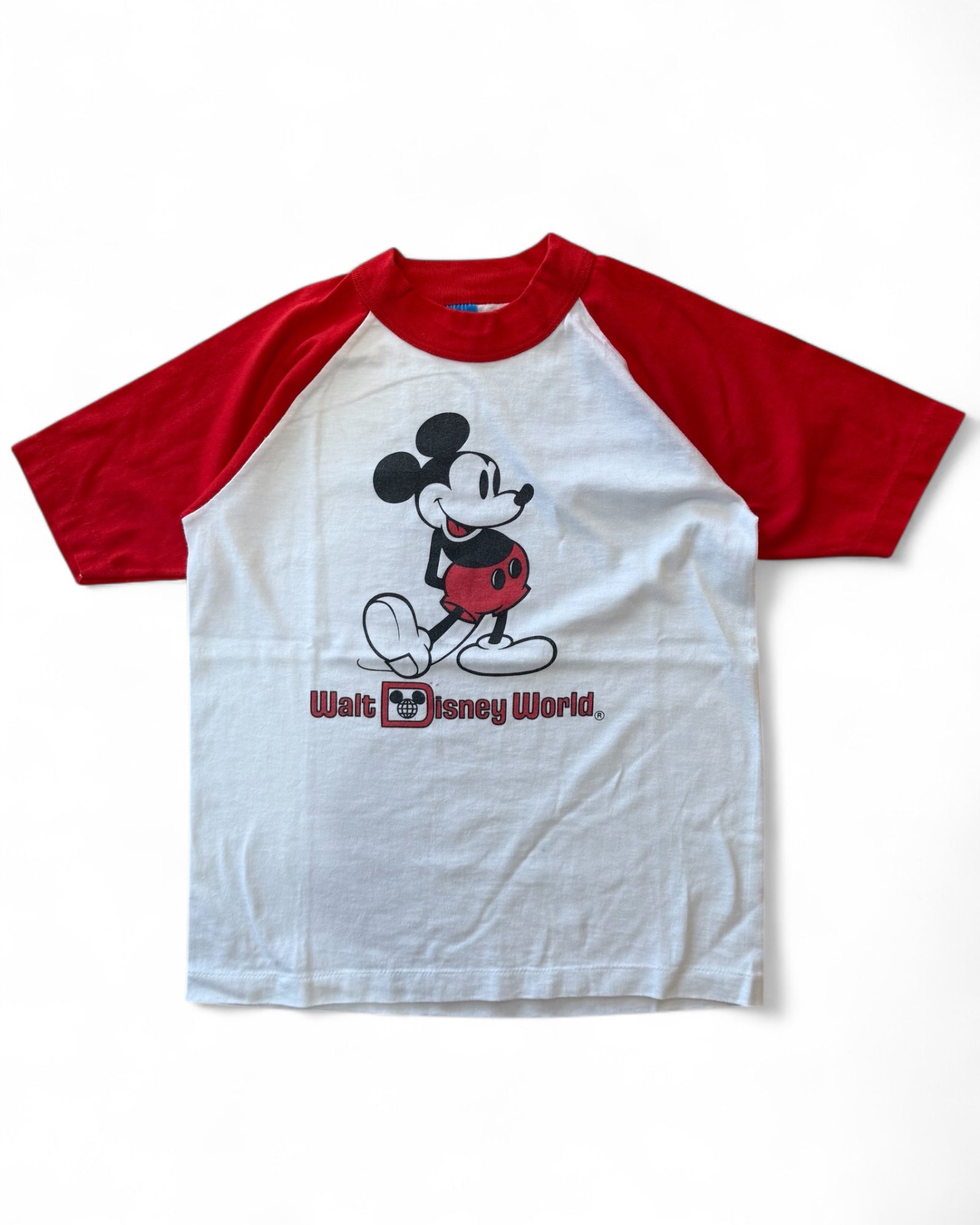 Vintage Kids Walt Disney World Mickey Raglan Tee Size 6-8