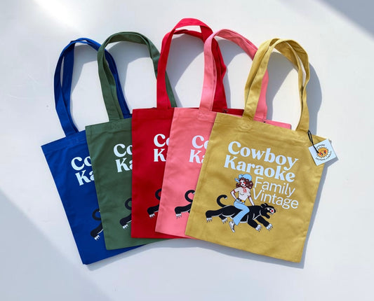 Cowboy Karaoke Family Vintage Tote - Olive