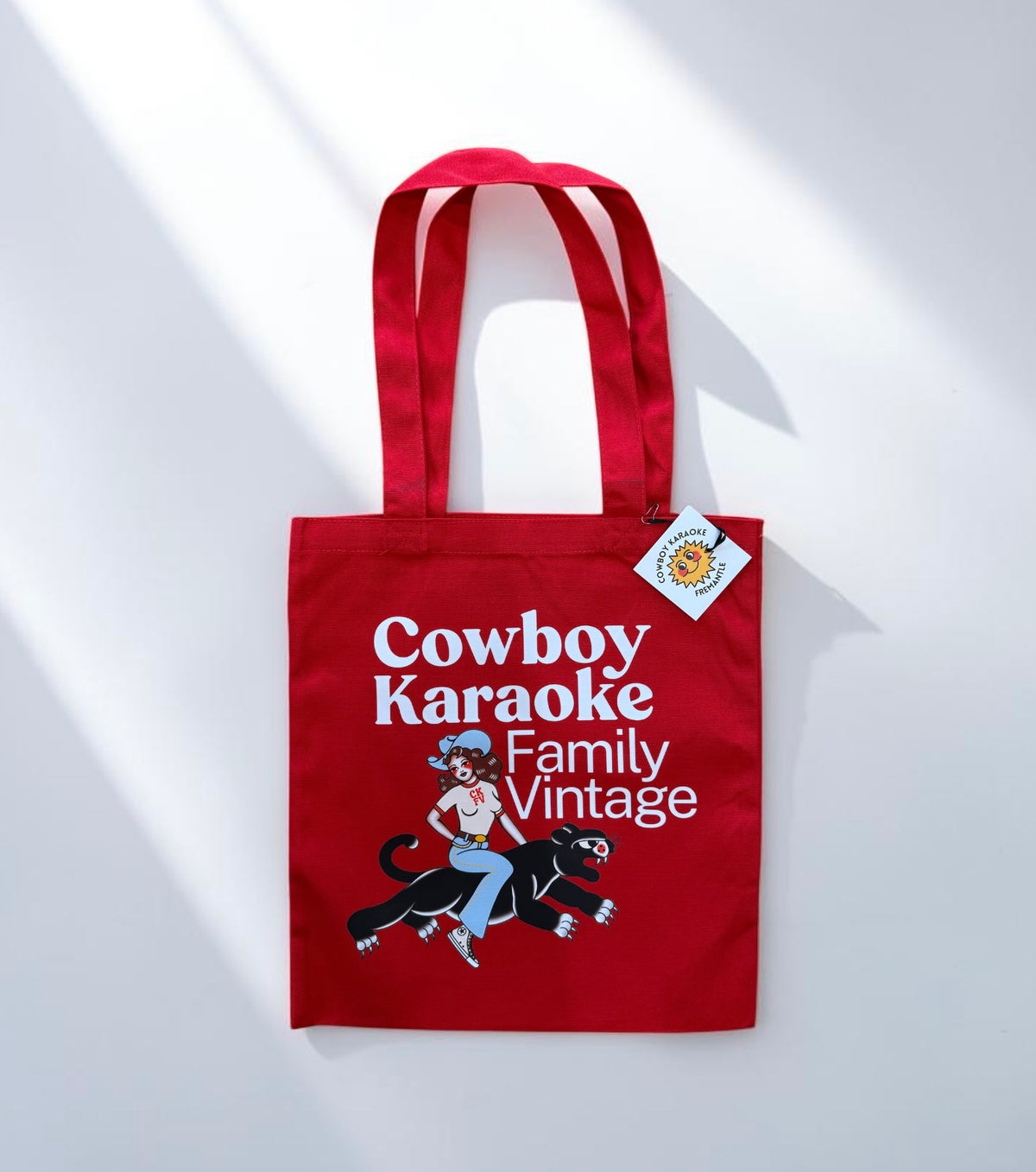 Cowboy Karaoke Family Vintage Tote - Red