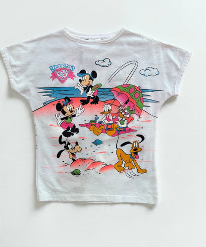 Vintage 1990s Disney Mickey & Minnie Mouse Beach Volleyball Graphic T-Shirt - Size 5/6