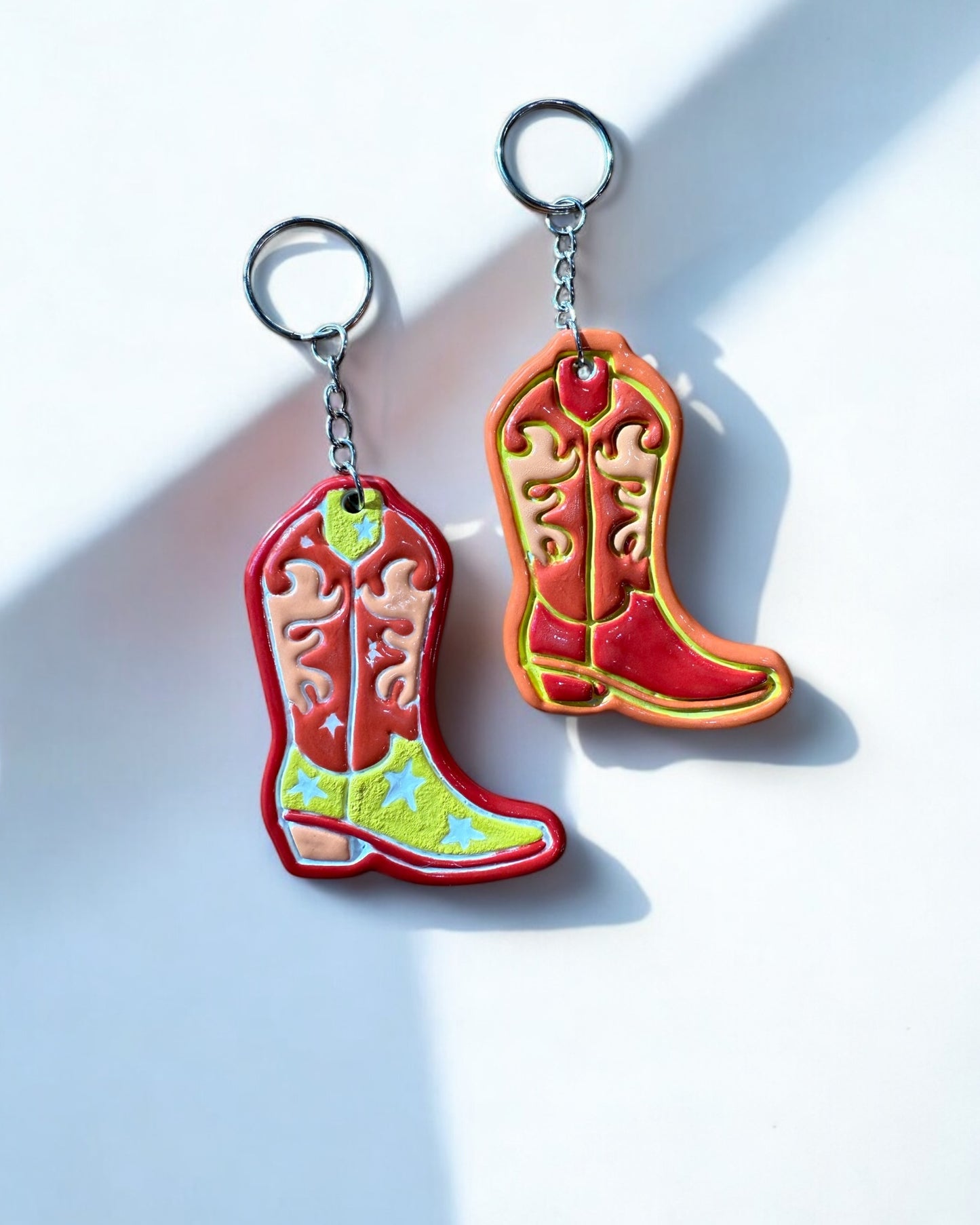 Cowboy Boot Keyring RED & YELLOW