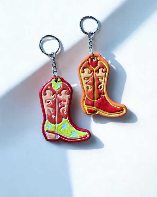 Cowboy Boot Keyring RED & YELLOW