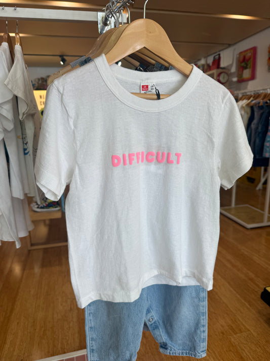 Kids Difficult Tee White 2-3