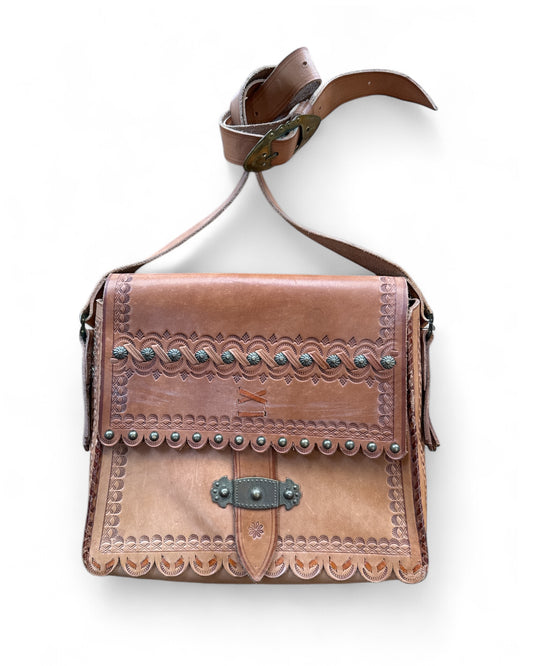 Vintage Leather Tooled Body Bag