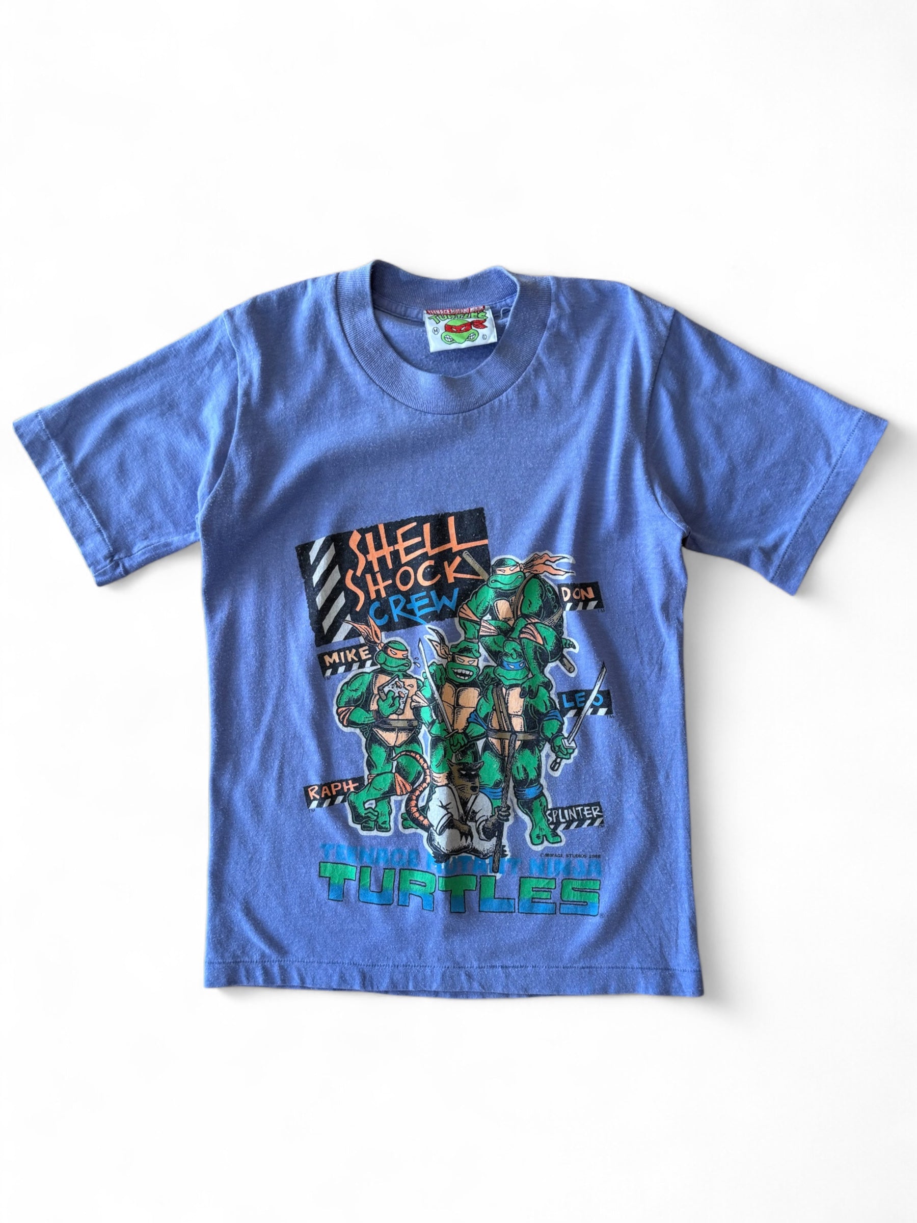 Rare Authentic Lilac Blue 1990s TMNT Kids Tshirt Size 6-8