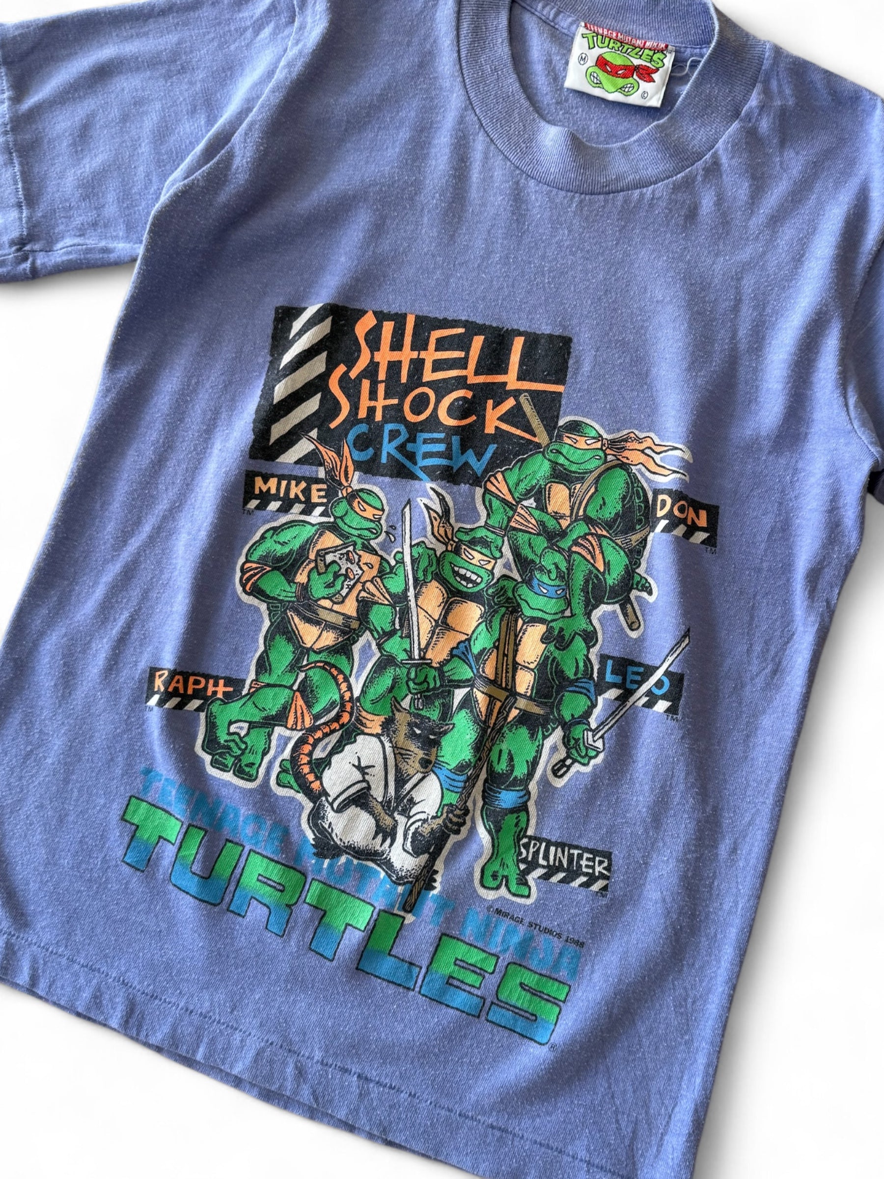 Rare Authentic Lilac Blue 1990s TMNT Kids Tshirt Size 6-8
