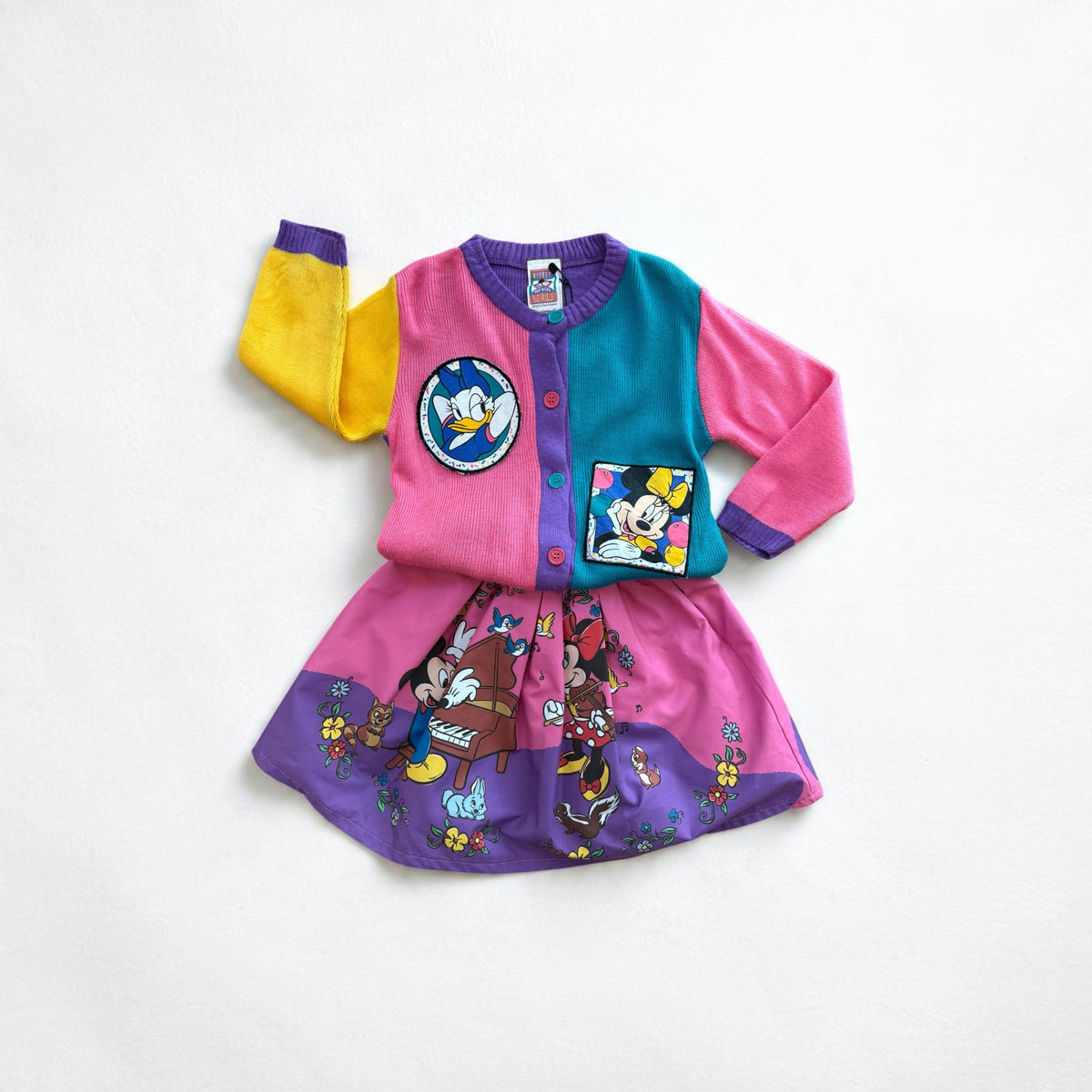 Kids Vintage 90s Disney Colour block Character Cardigan - Size 4
