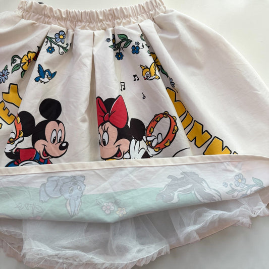 Kids Vintage Mickey & Minnie Disney Skirt - Size 7/8