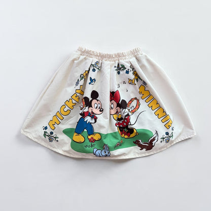 Kids Vintage Mickey & Minnie Disney Skirt - Size 7/8