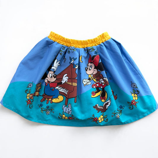 Kids Vintage Mickey & Minnie Disney Skirt Blue - Size 3/4