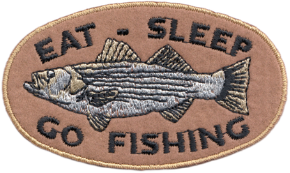 Patch - Eat Sleep Go Fishing - With Striped Bass Fish - 3.3"