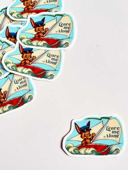 Leave Me Alone Sticker - Funny Rabbit in Boat Stickers