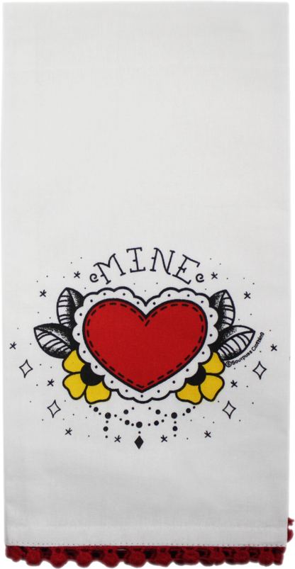 Tea Towel - Sourpuss - Heart W/ "Yours" & "Mine" - 2 Pack