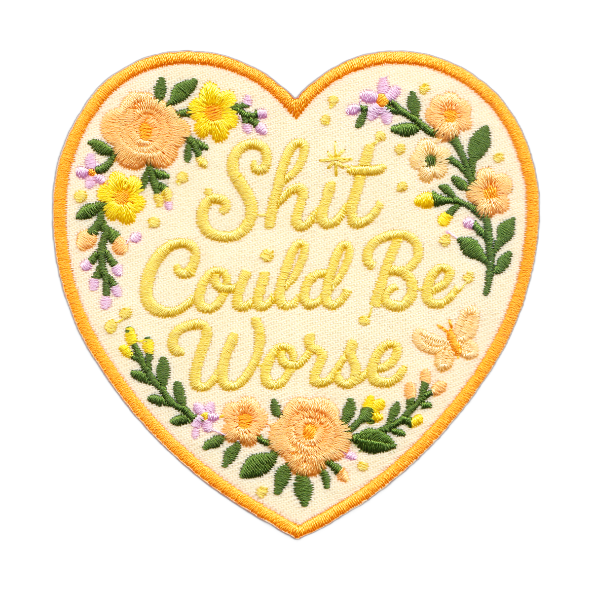 Patch - "Shit Could Be Worse" In Floral Heart