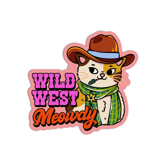 Cowboy Meowdy Waterproof Textured Vinyl Stickers